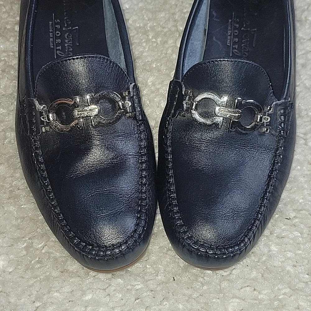 Salvatore ferragamo Ganachi navy leather driving loafers/shoes size 7 - Picture 2 of 16